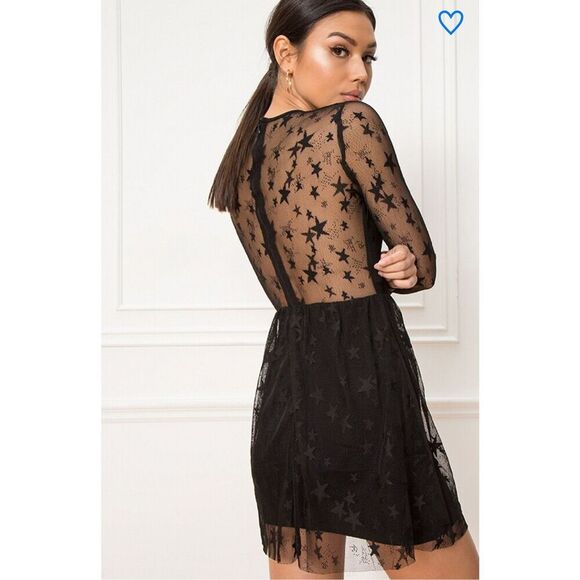 by the way. abel sheer skater dress in Black Star - Picture 2 of 8